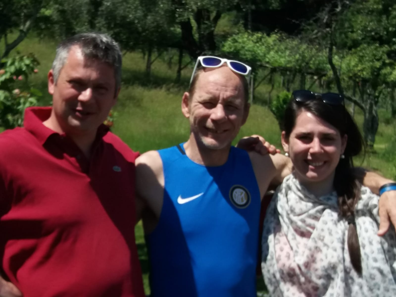 Andrea Danielli (middle) with his two rescuers, Andrea Vercesi (left) and Silvia Vercei (right).